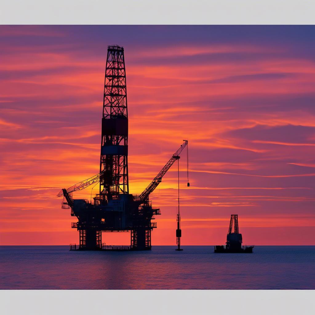 Oil rig at sunrise